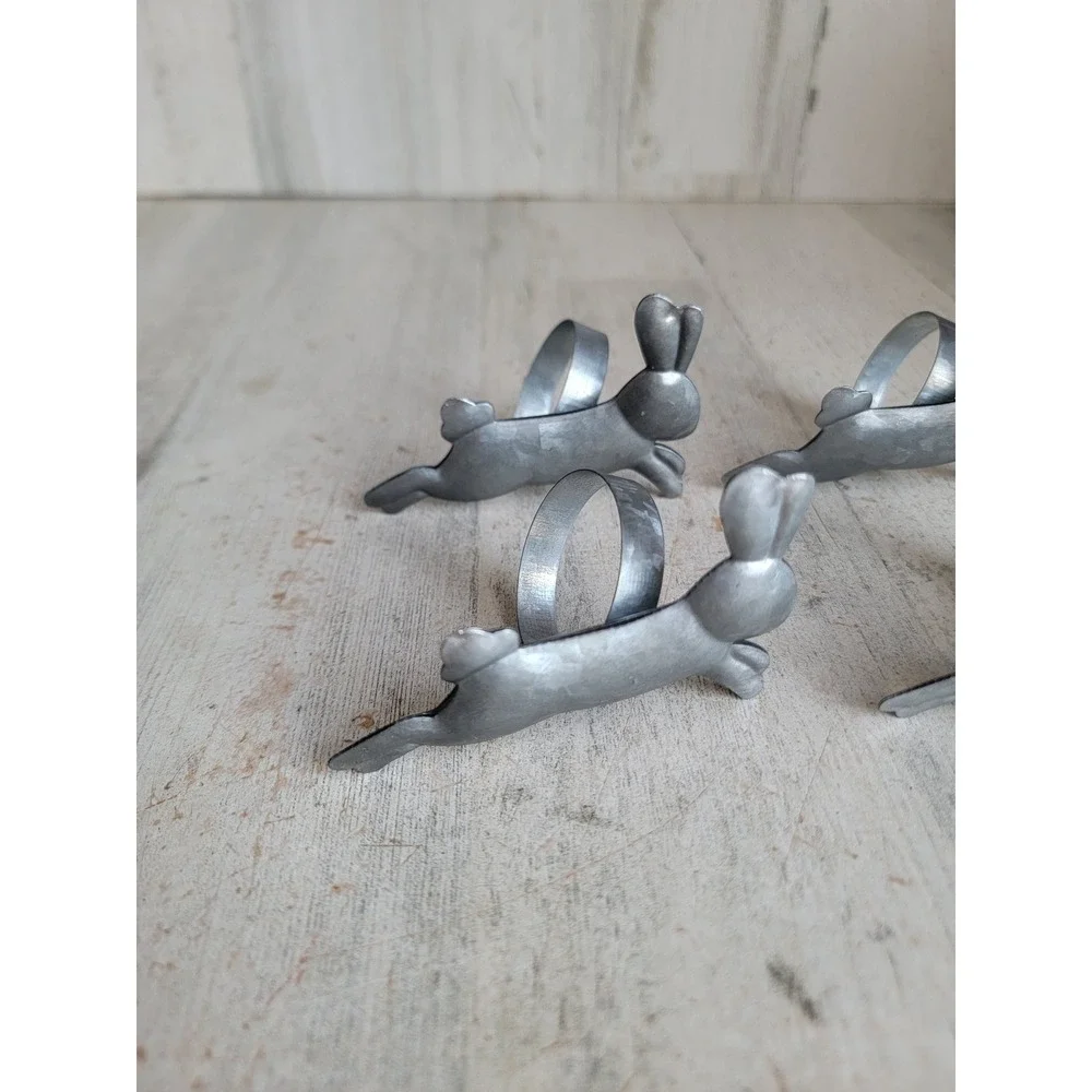 Metal Easter bunny rabbit hop napkin‎ holder set spring rabbit decor